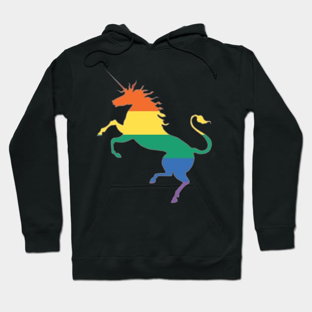 Scottish Rainbow Pride Flag Rearing Unicorn Silhouette Hoodie by MacPean